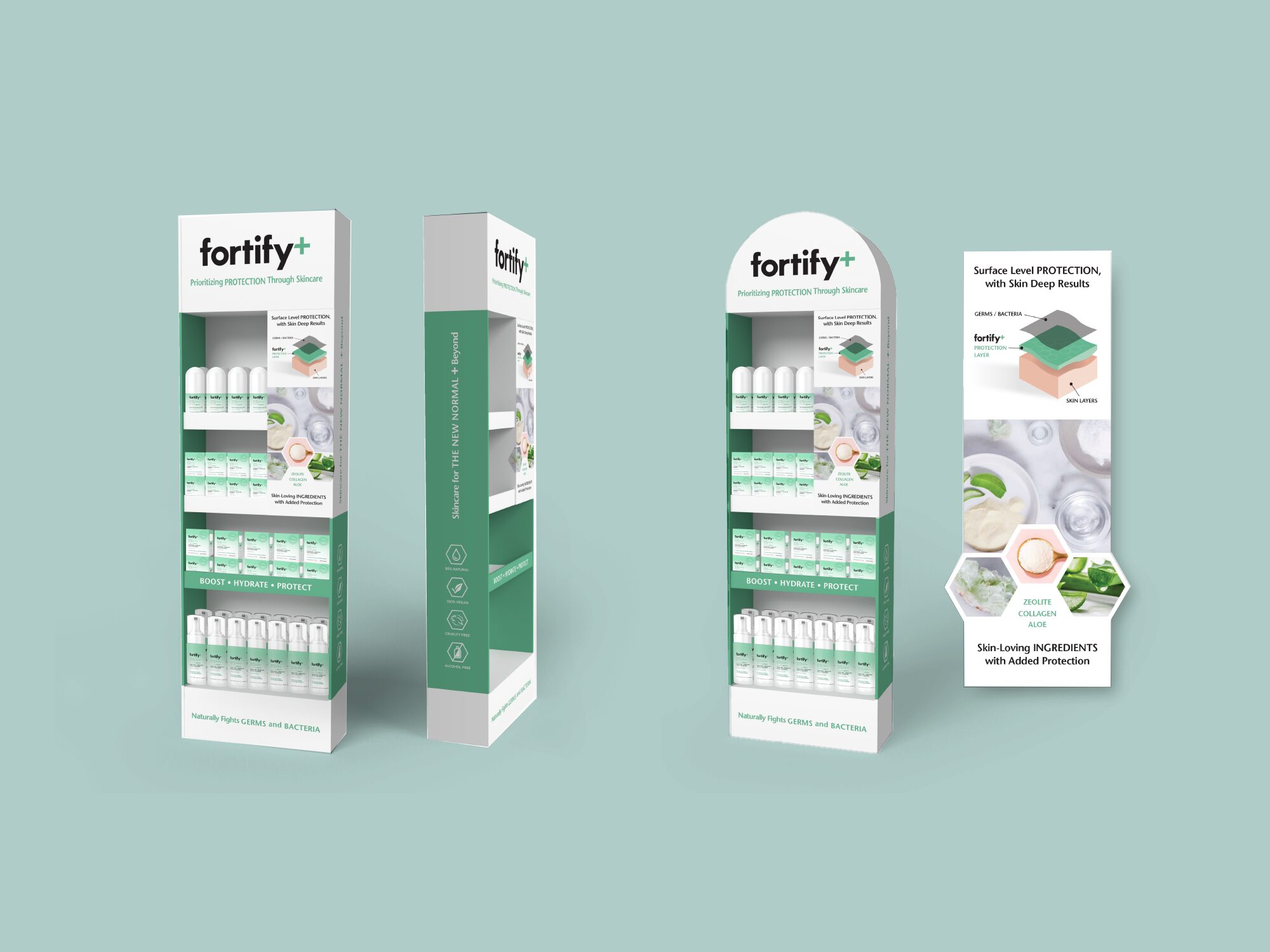 Fortify retail floor displays and ingredient panel