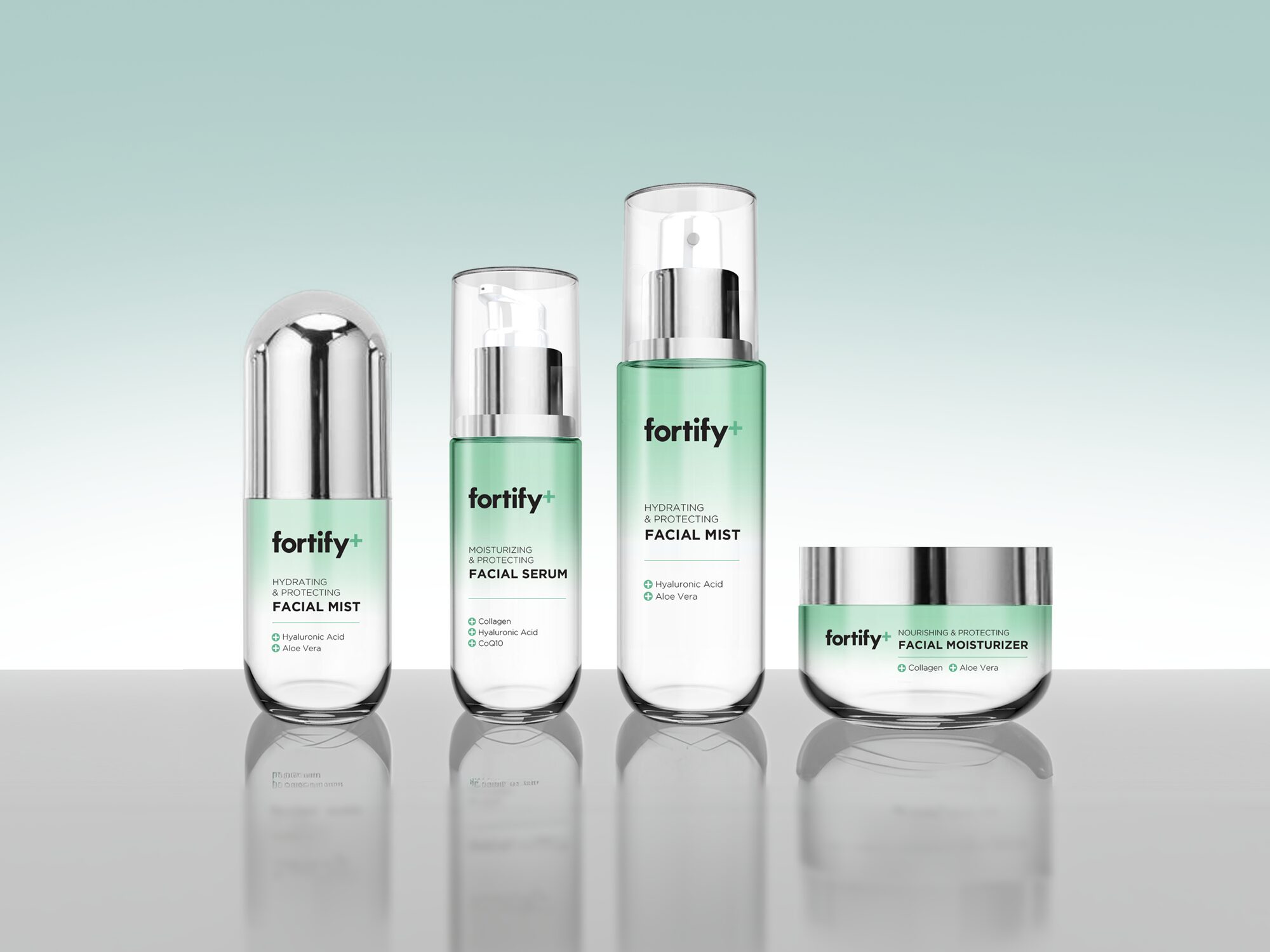 Fortify prestige line in glass with metallic finishes